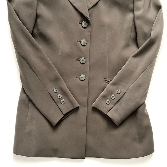 Kasper ASL Petite Long Line Blazer Jacket Size 2P Olive Green - Picture 3 of 6